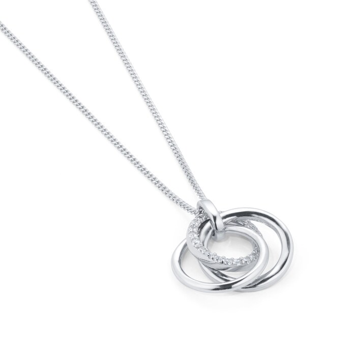 Goldsmiths Silver Layered Circles Cubic Zirconia Pendant