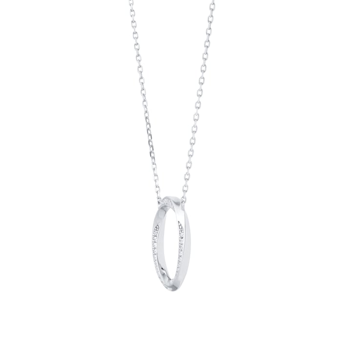 Goldsmiths Silver Twisted Pave Cubic Zirconia Circle Pendant