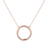 Goldsmiths Rose Gold Plated Silver Twisted Pave Cubic Zirconia Circle Pendant