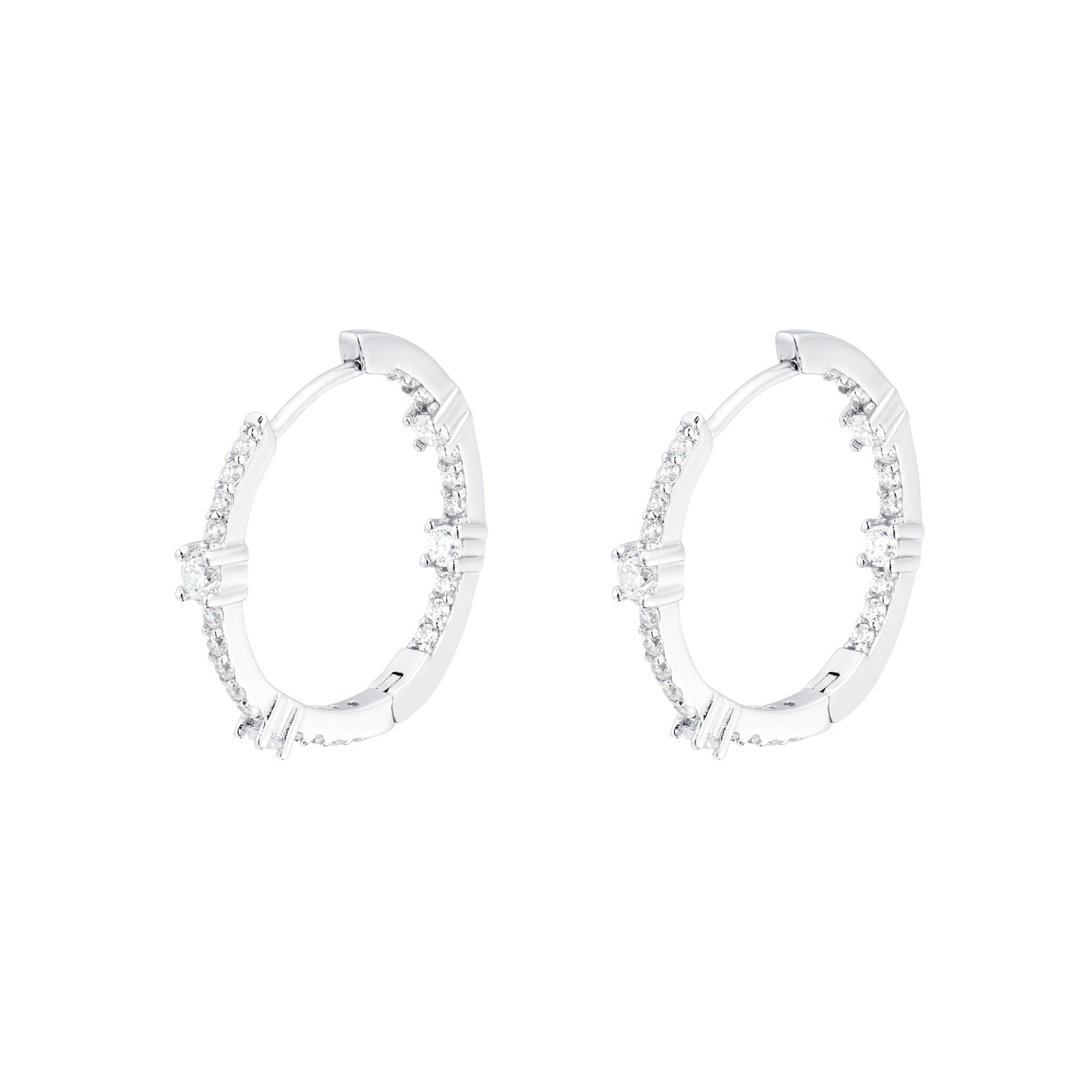 Goldsmiths Silver Cubic Zirconia 20mm Hoop Earrings Goldsmiths Silver Cubic Zirconia 20mm Hoop Earrings