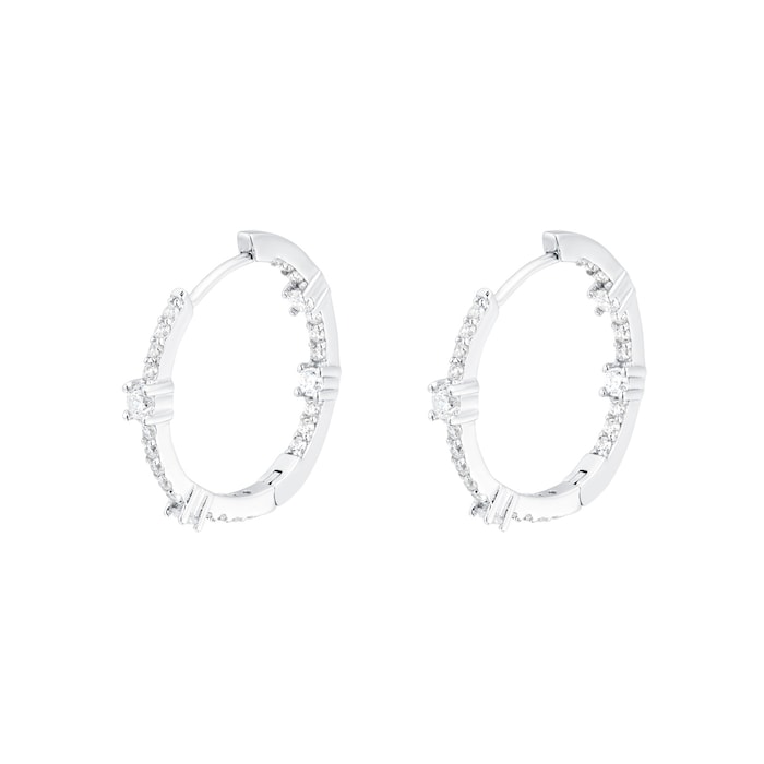Goldsmiths Silver Cubic Zirconia 20mm Hoop Earrings