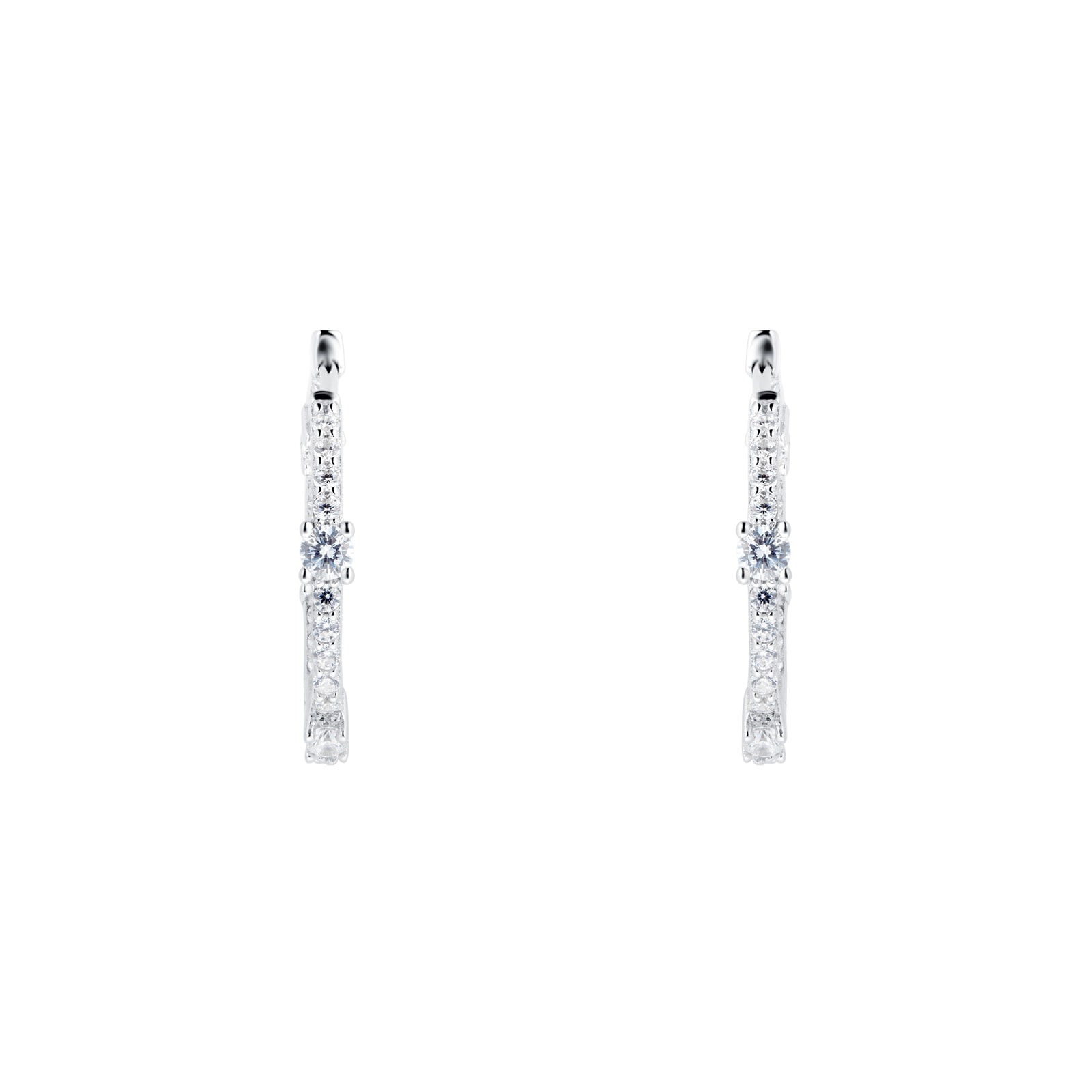 Goldsmiths Silver Cubic Zirconia 20mm Hoop Earrings Goldsmiths Silver Cubic Zirconia 20mm Hoop Earrings