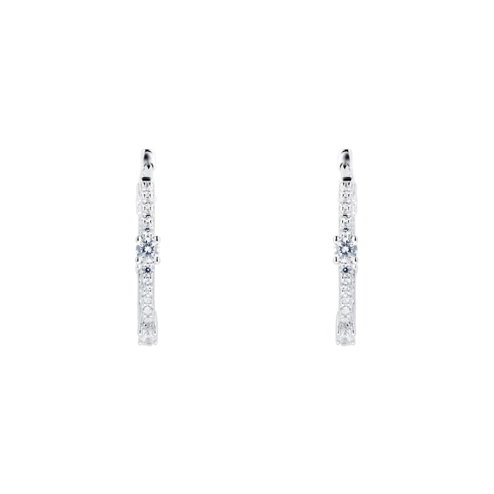 Goldsmiths Silver Cubic Zirconia 20mm Hoop Earrings