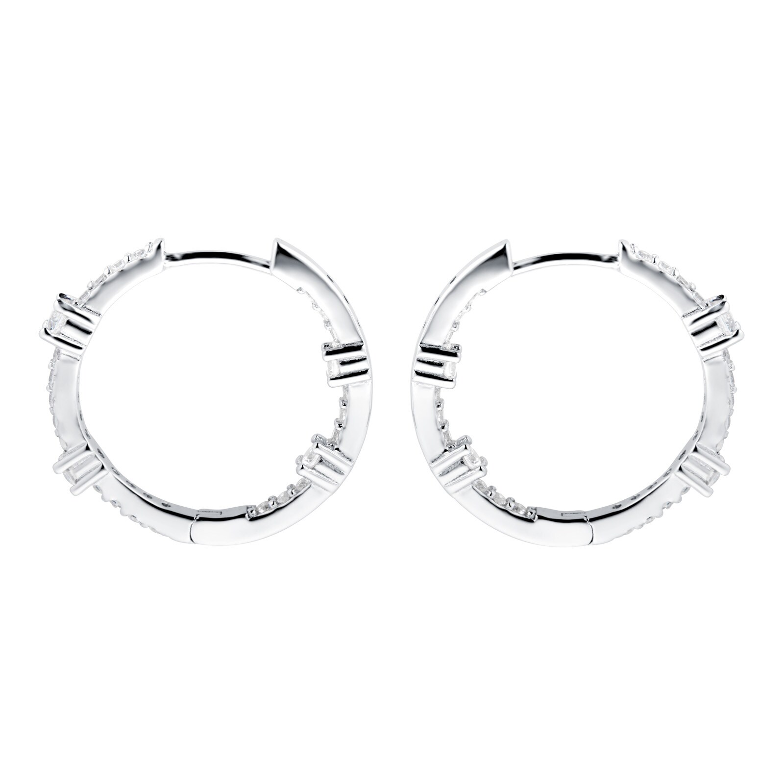 Goldsmiths Silver Cubic Zirconia 20mm Hoop Earrings Goldsmiths Silver Cubic Zirconia 20mm Hoop Earrings