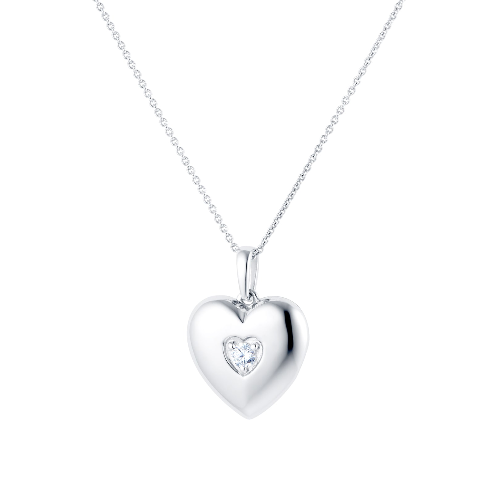 Stirling Silver and 0.10ct Diamond Heart Locket