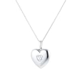 Goldsmiths Stirling Silver and 0.10ct Diamond Heart Locket