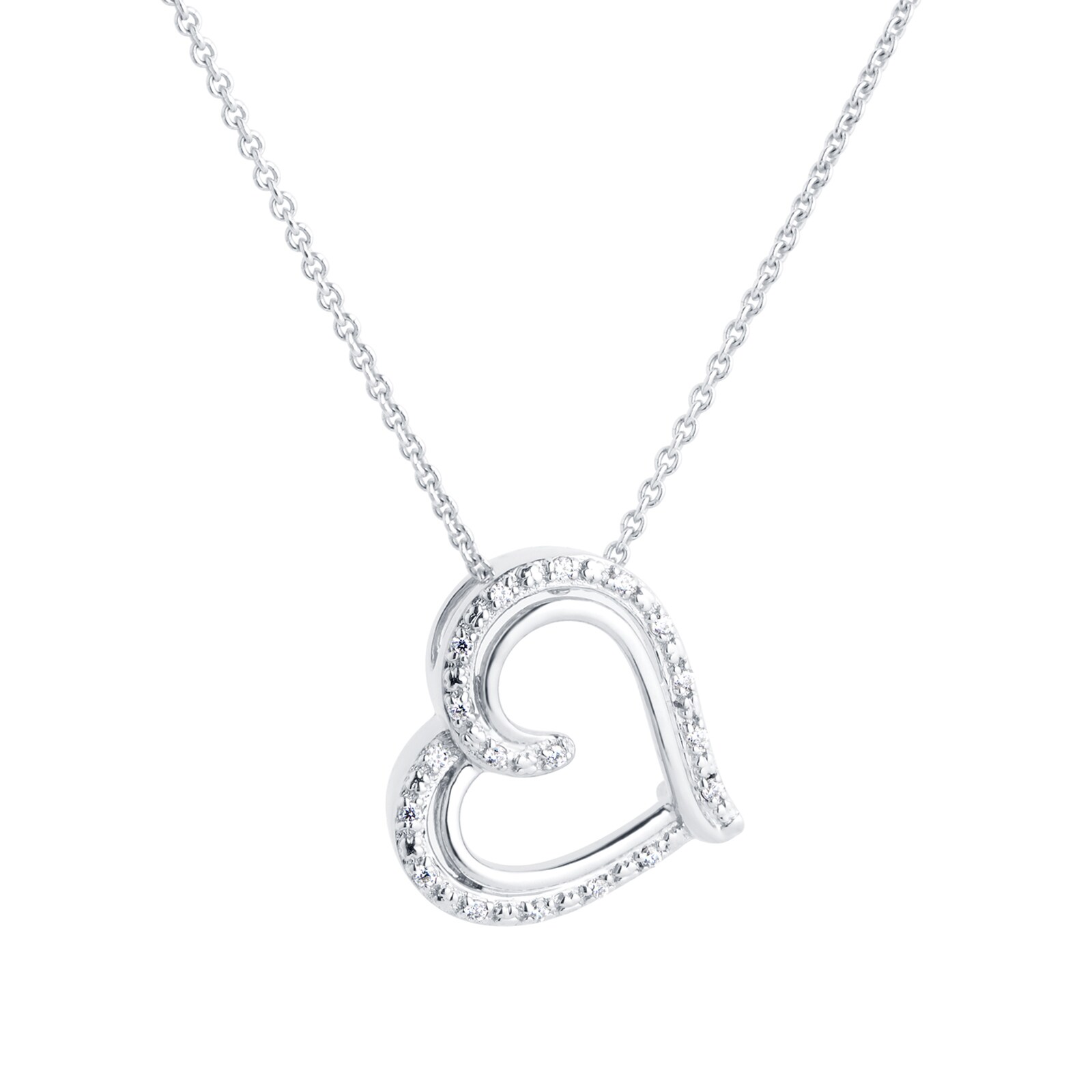 Goldsmiths Silver Diamond Heart Pendant Goldsmiths Silver Diamond Heart Pendant