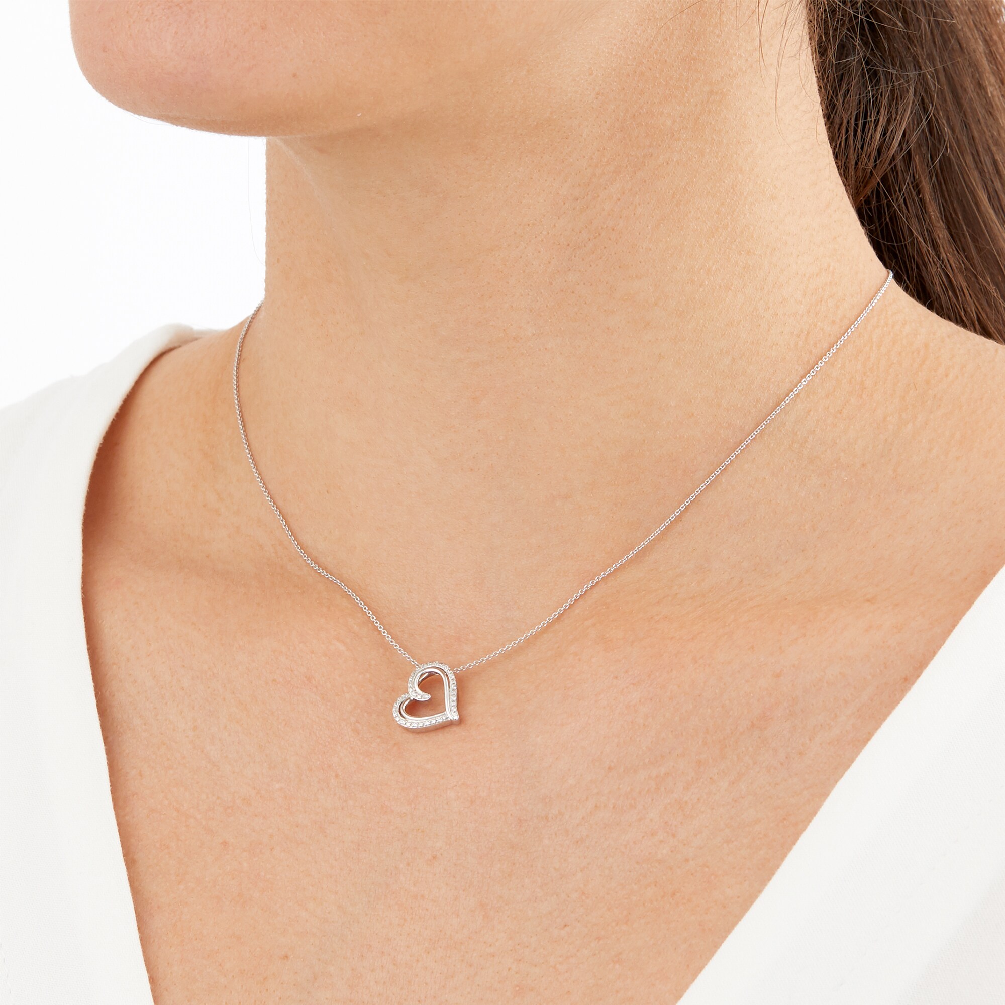 Goldsmiths Silver Diamond Heart Pendant Goldsmiths Silver Diamond Heart Pendant