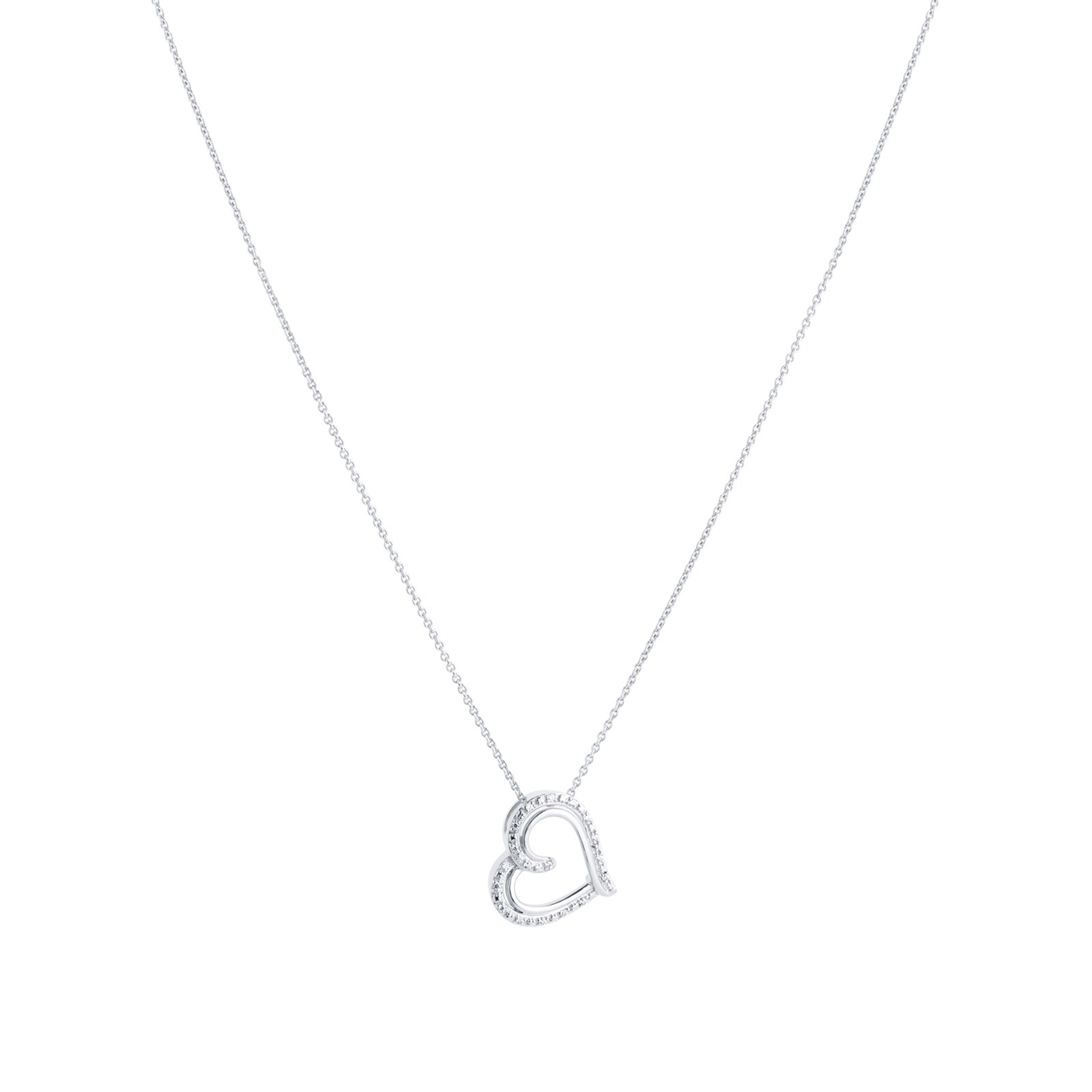 Goldsmiths Silver Diamond Heart Pendant Goldsmiths Silver Diamond Heart Pendant