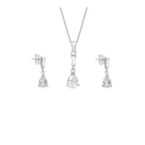 Goldsmiths Silver Cubic Zirconia Pear Pendant & Drop Earrings Set