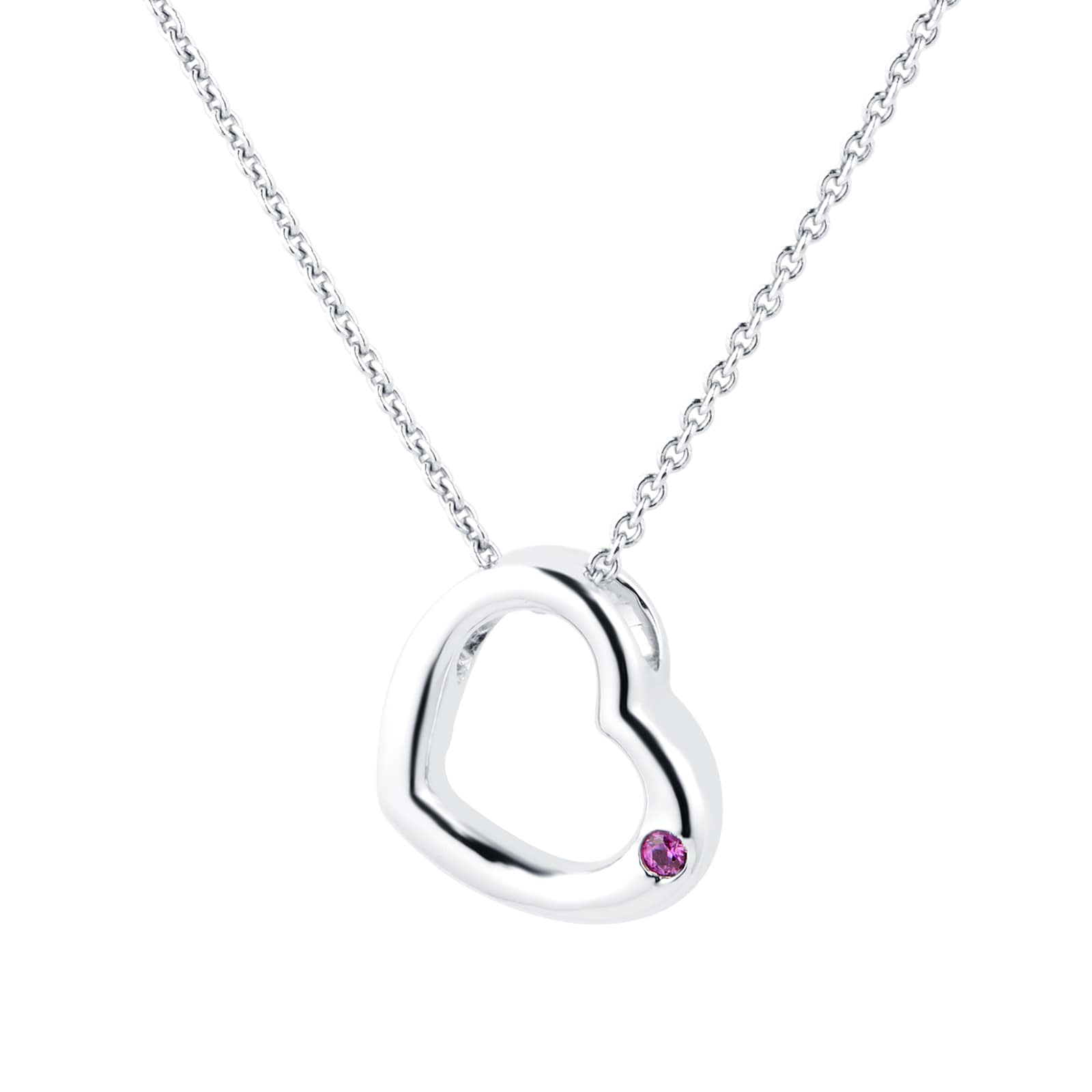 Silver Pink Sapphire Heart Pendant