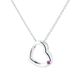 Goldsmiths Silver Pink Sapphire Heart Pendant