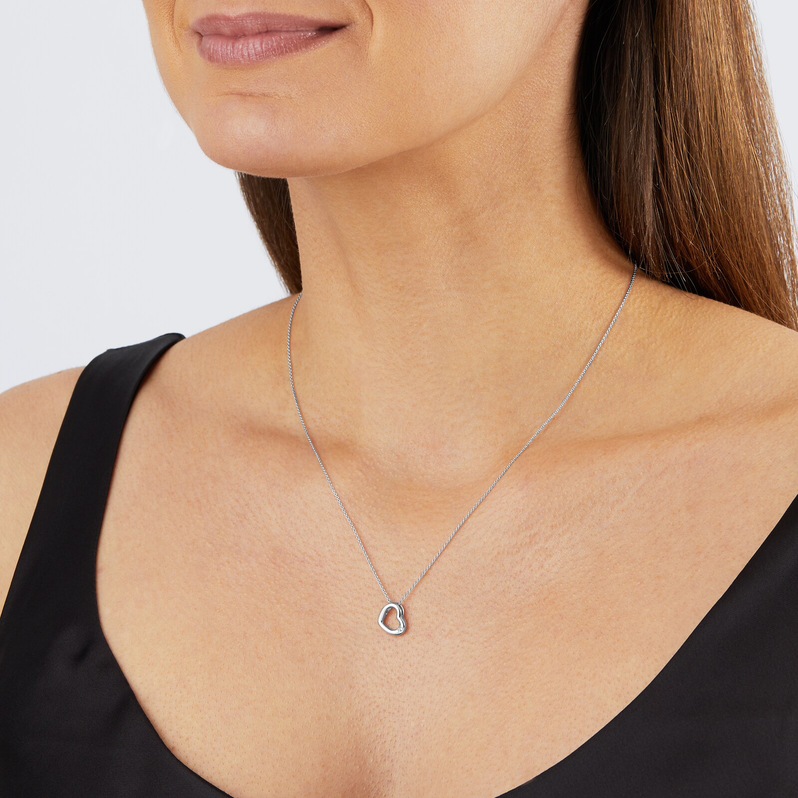 Goldsmiths Silver Pink Sapphire Heart Pendant