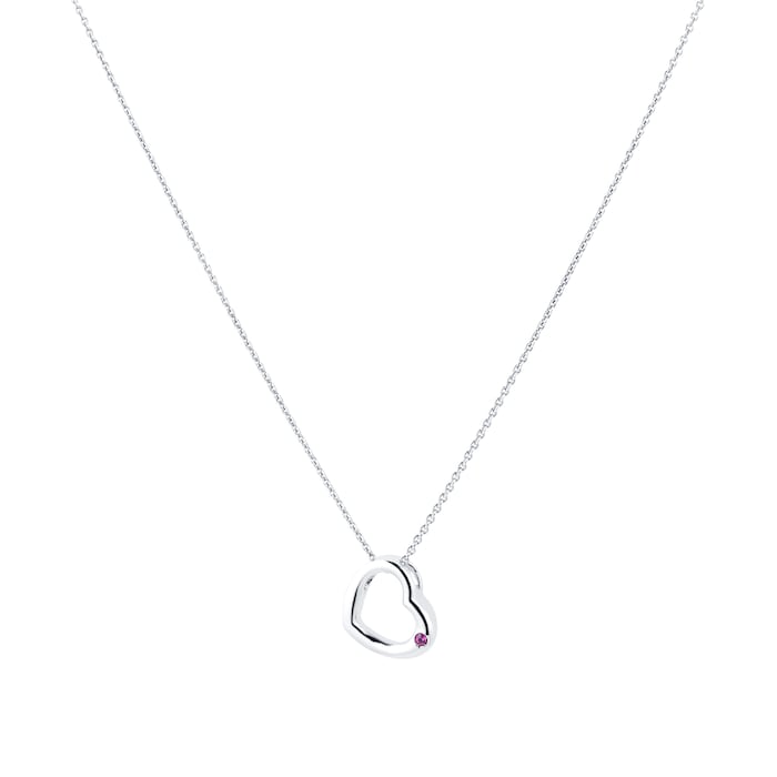 Goldsmiths Silver Pink Sapphire Heart Pendant