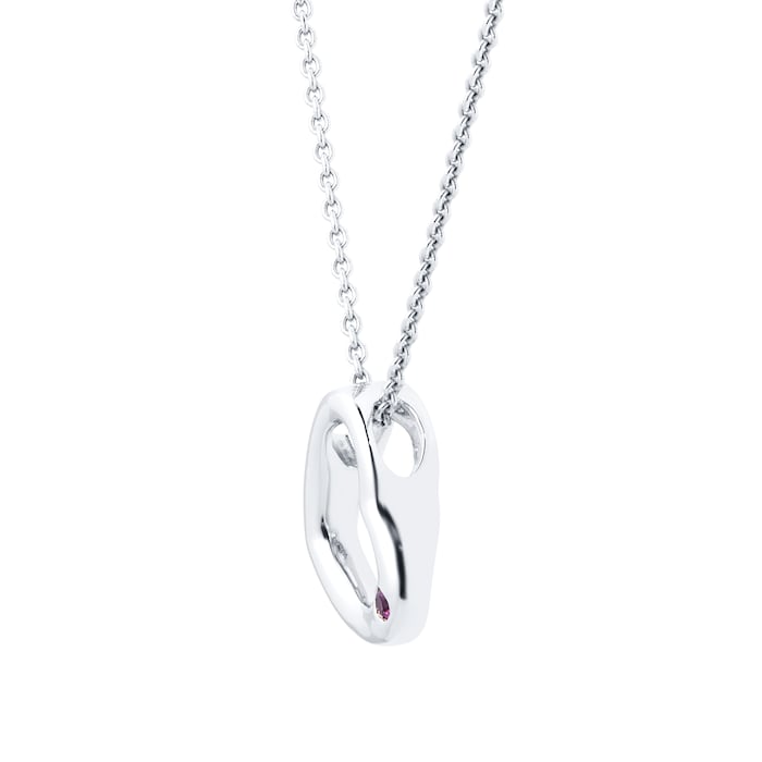 Goldsmiths Silver Pink Sapphire Heart Pendant