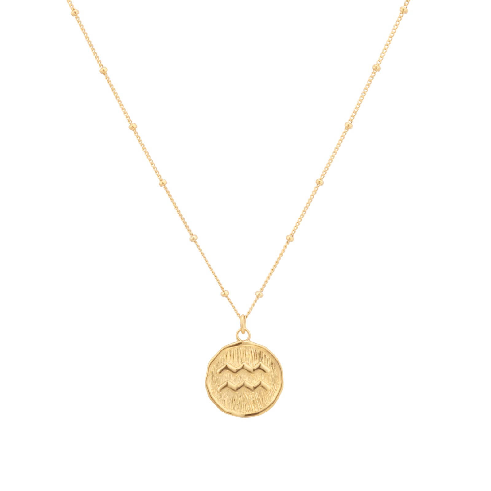 Best Luxury 
18ct Yellow Gold Plated Sterling Silver Aquarious Beaded Chain Zodiac Pendant