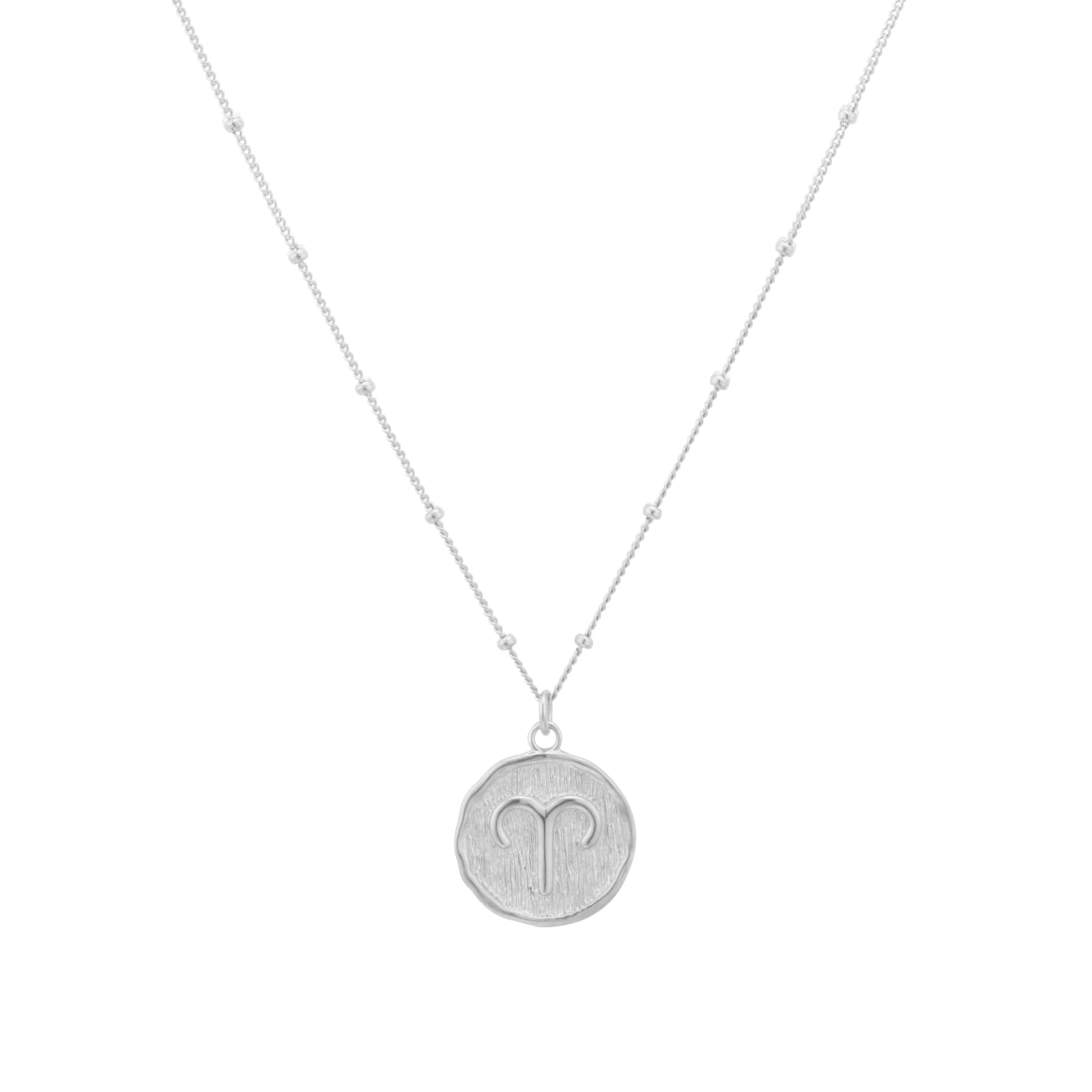 Goldsmiths Sterling Silver Aries Beaded Chain Zodiac Pendant