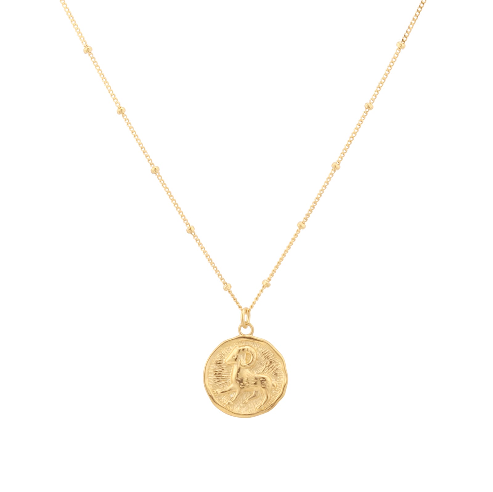 Best Luxury 
18ct Yellow Gold Plated Sterling Silver Aries Beaded Chain Horoscope Pendant