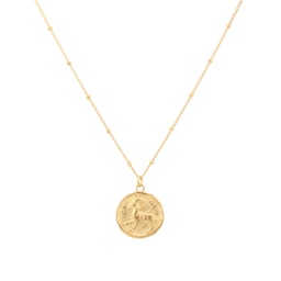 14700299 - 18ct Yellow Gold Plated Sterling Silver Aries Beaded Chain Zodiac Pendant