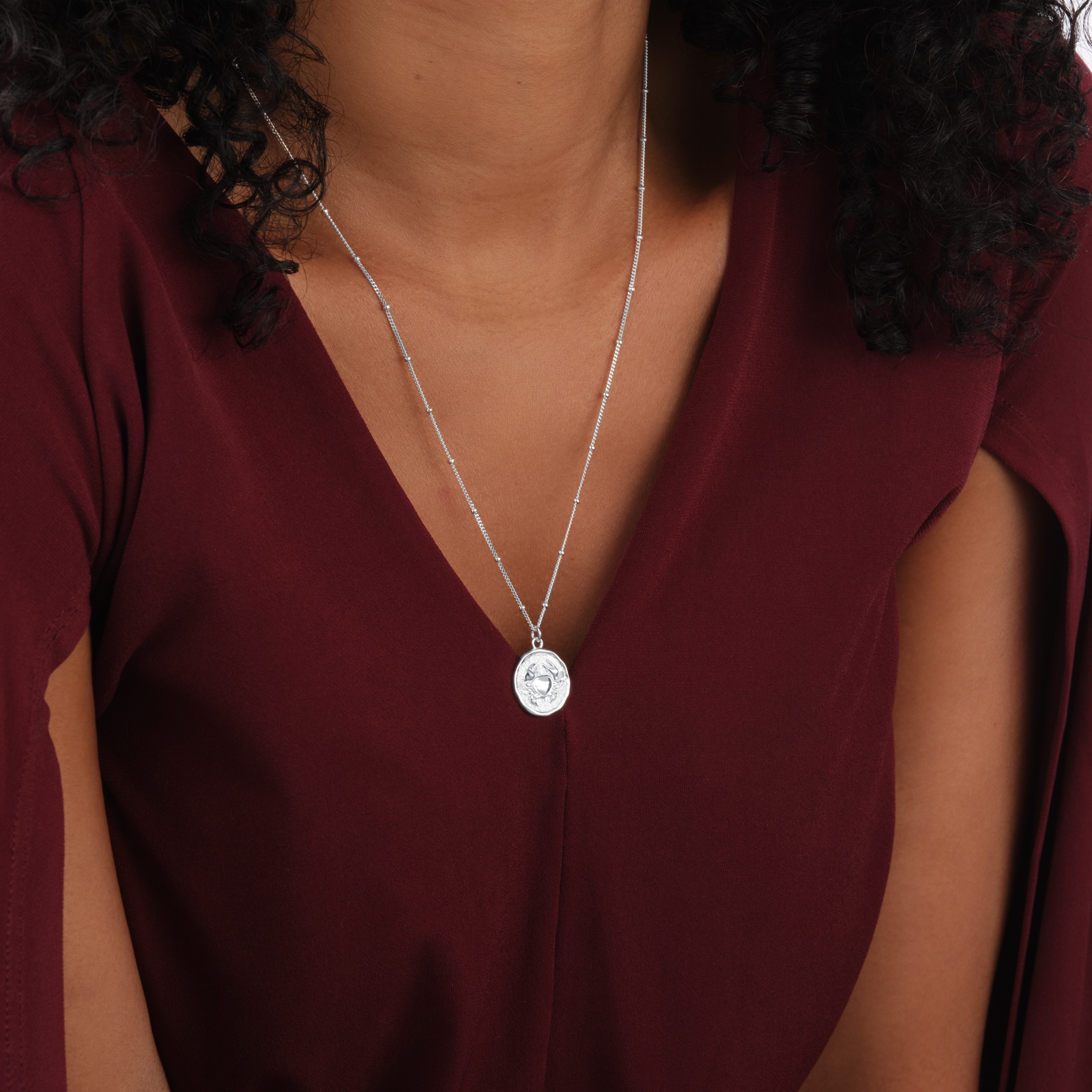 Goldsmiths Sterling Silver Cancer Beaded Chain Horoscope Pendant