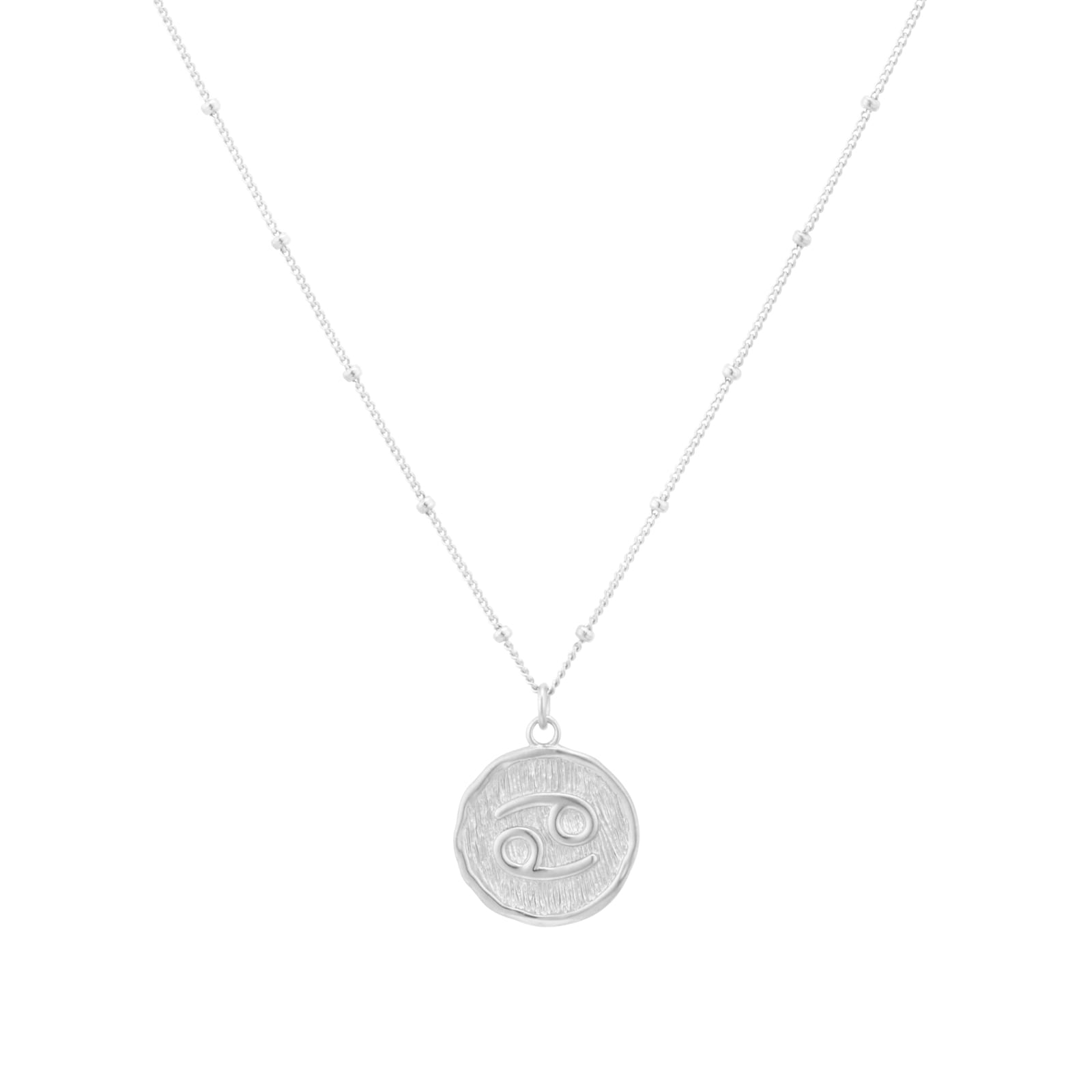 Goldsmiths Sterling Silver Cancer Beaded Chain Horoscope Pendant