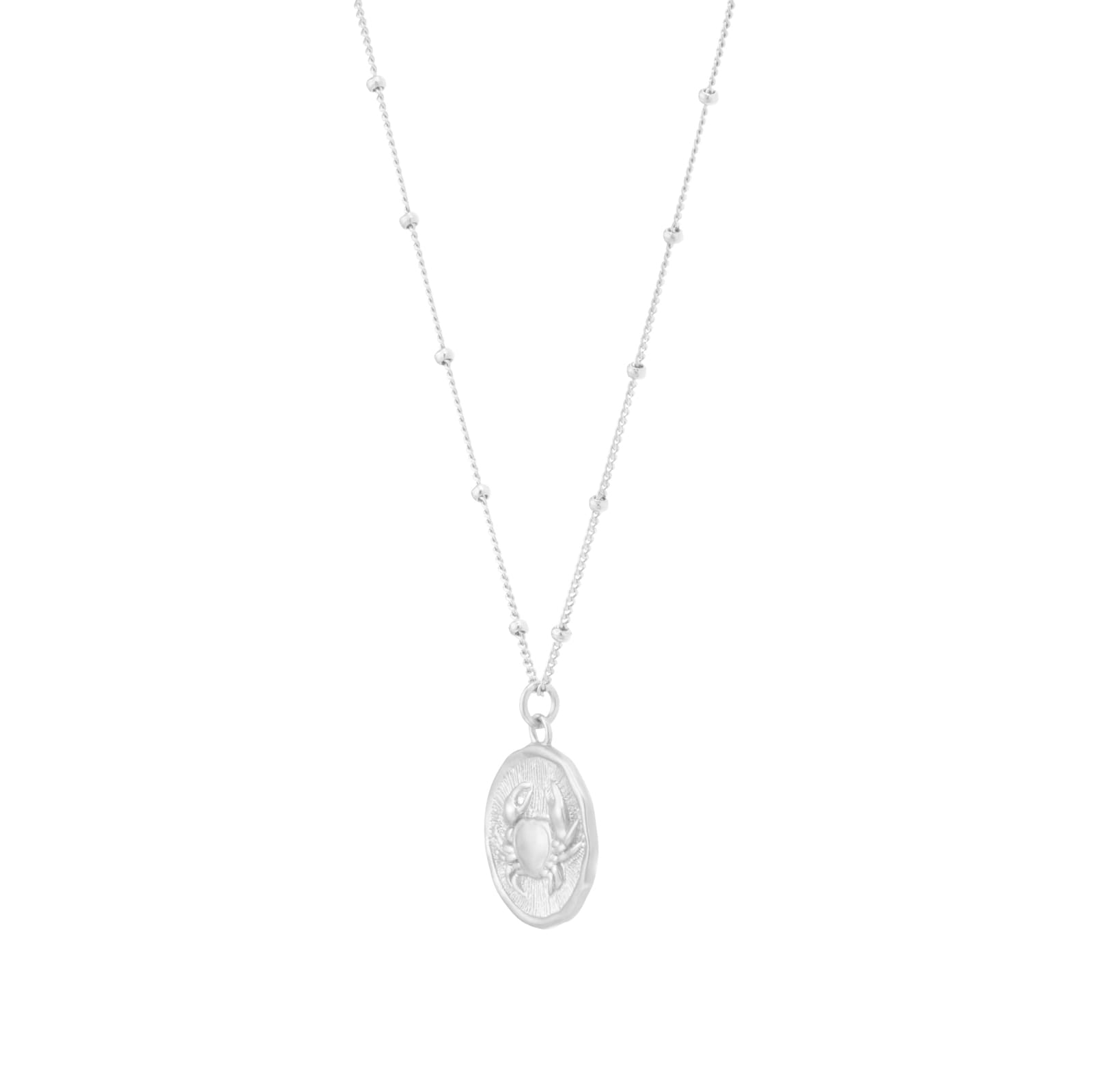 Goldsmiths Sterling Silver Cancer Beaded Chain Horoscope Pendant