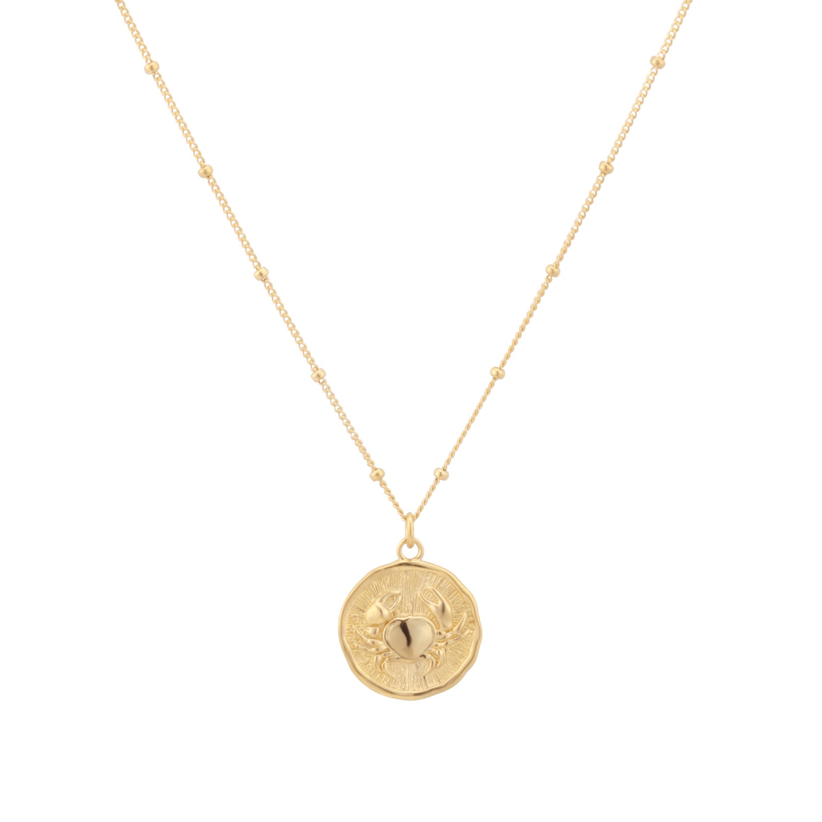 Best Luxury 
18ct Yellow Gold Plated Sterling Silver Cancer Beaded Chain Horoscope Pendant