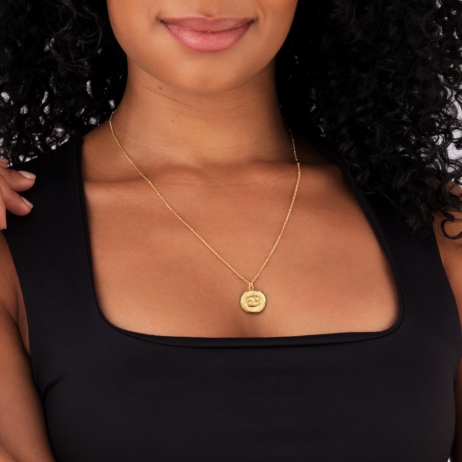 Best Luxury 
18ct Yellow Gold Plated Sterling Silver Cancer Beaded Chain Horoscope Pendant