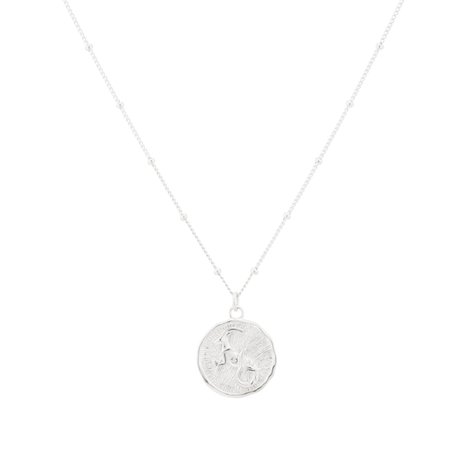 Goldsmiths Sterling Silver Capricorn Beaded Chain Horoscope Pendant