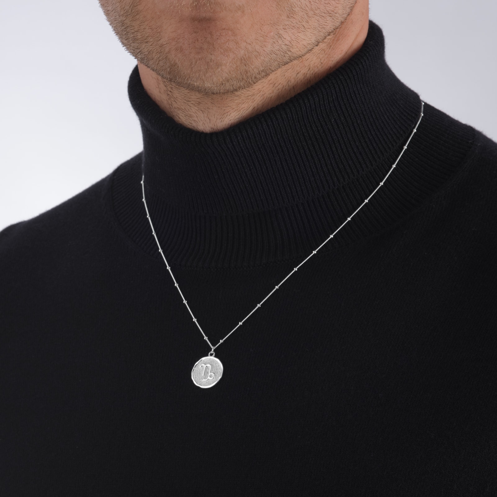 Goldsmiths Sterling Silver Capricorn Beaded Chain Horoscope Pendant