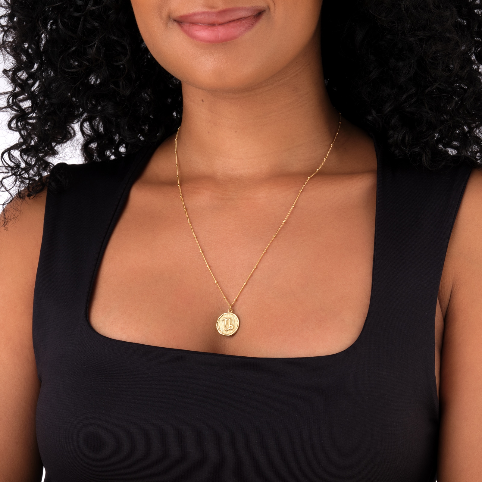 Best Luxury 
18ct Yellow Gold Plated Sterling Silver Capricorn Beaded Chain Horoscope Pendant