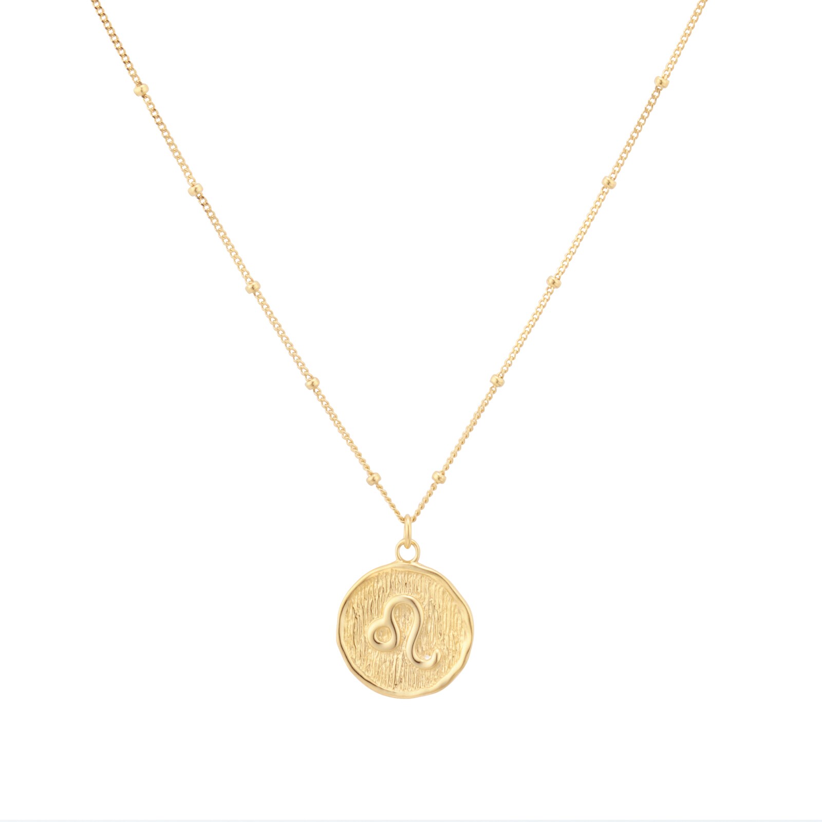 Goldsmiths 18ct Yellow Gold Plated Sterling Silver Leo Beaded Chain Zodiac Pendant