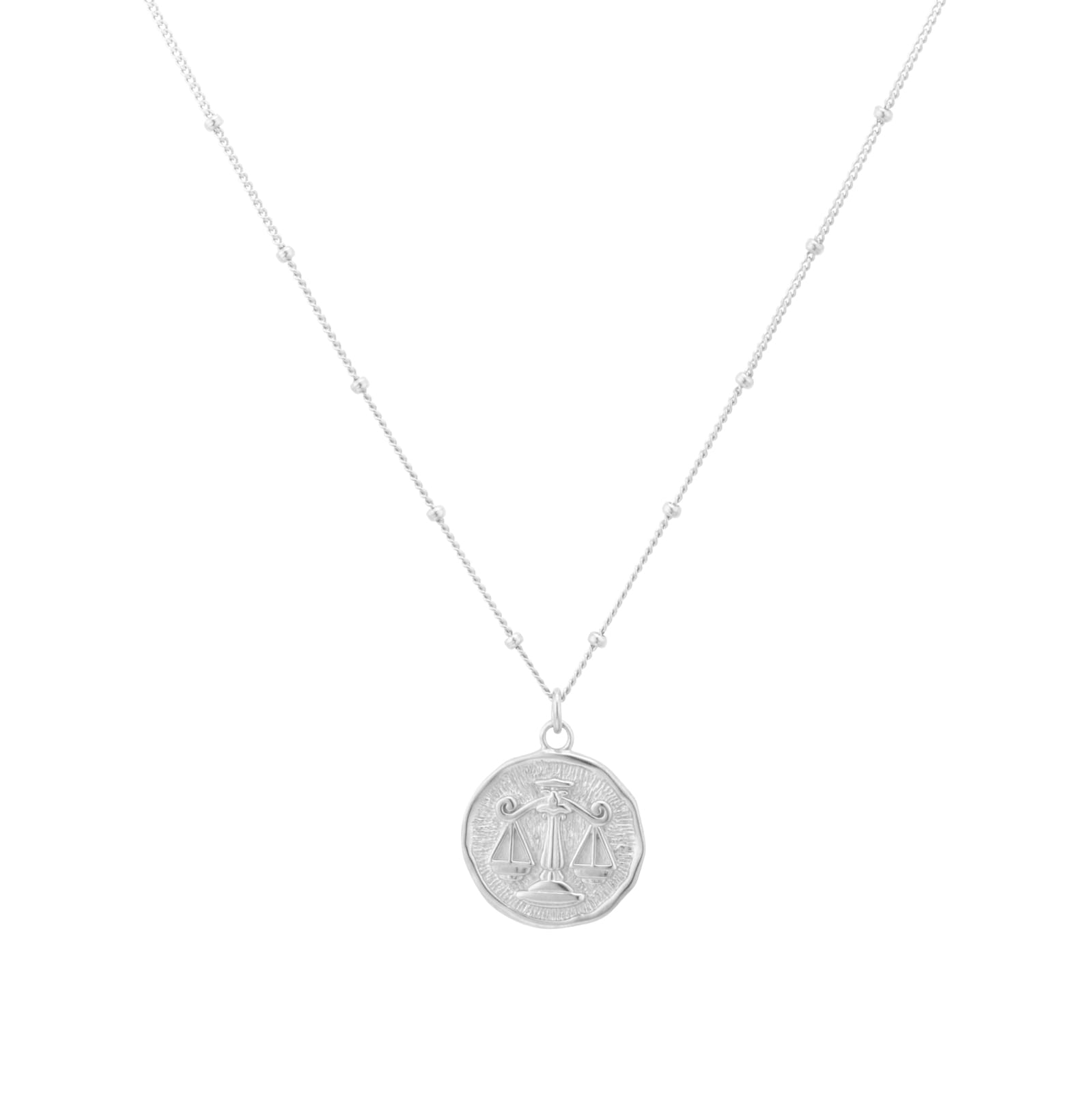 Goldsmiths Sterling Silver Libra Beaded Chain Horoscope Pendant Goldsmiths Sterling Silver Libra Beaded Chain Horoscope Pendant