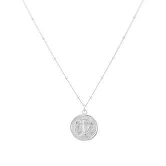 Goldsmiths Sterling Silver Libra Beaded Chain Horoscope Pendant