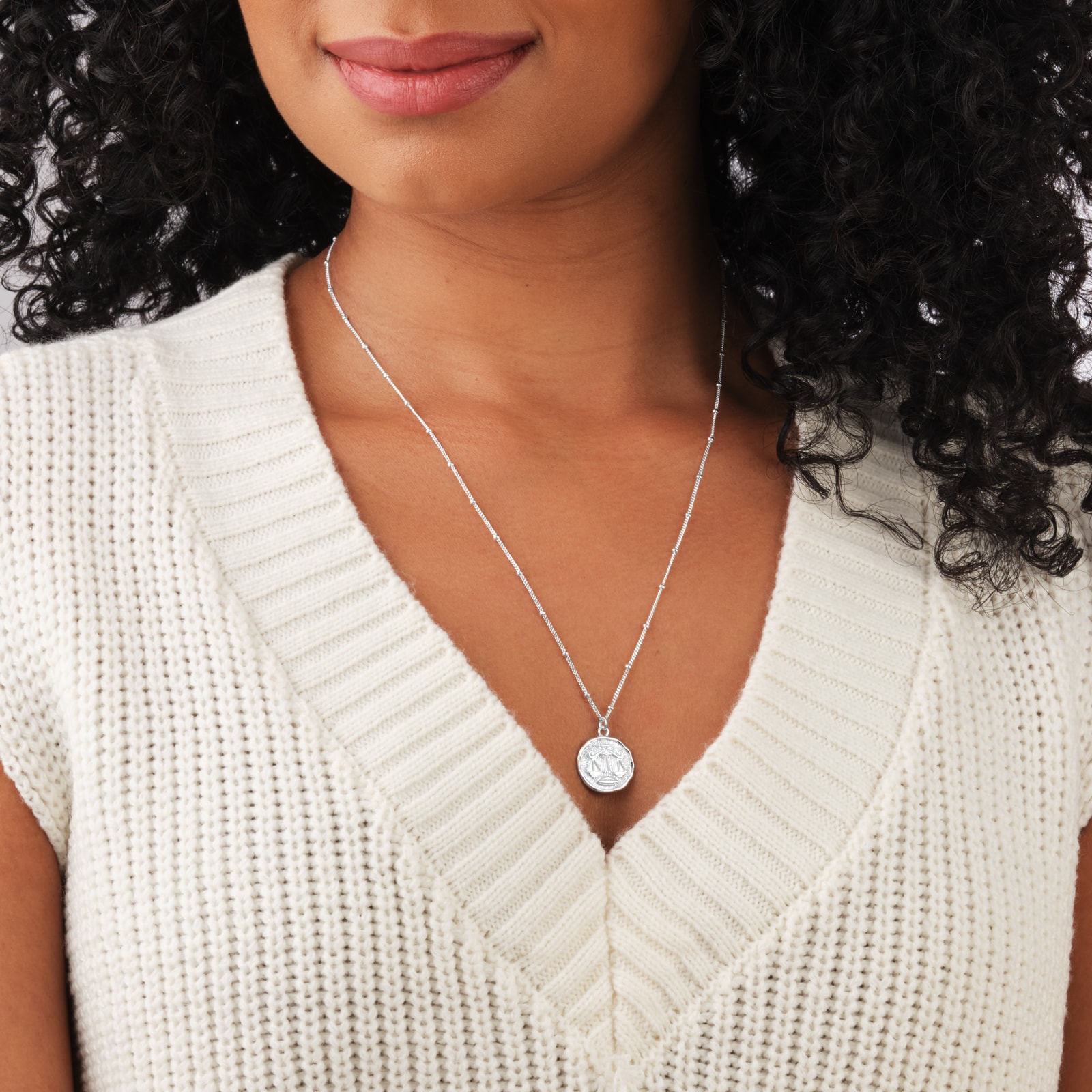 Goldsmiths Sterling Silver Libra Beaded Chain Horoscope Pendant Goldsmiths Sterling Silver Libra Beaded Chain Horoscope Pendant