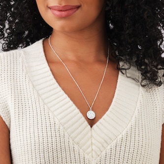 Goldsmiths Sterling Silver Libra Beaded Chain Horoscope Pendant