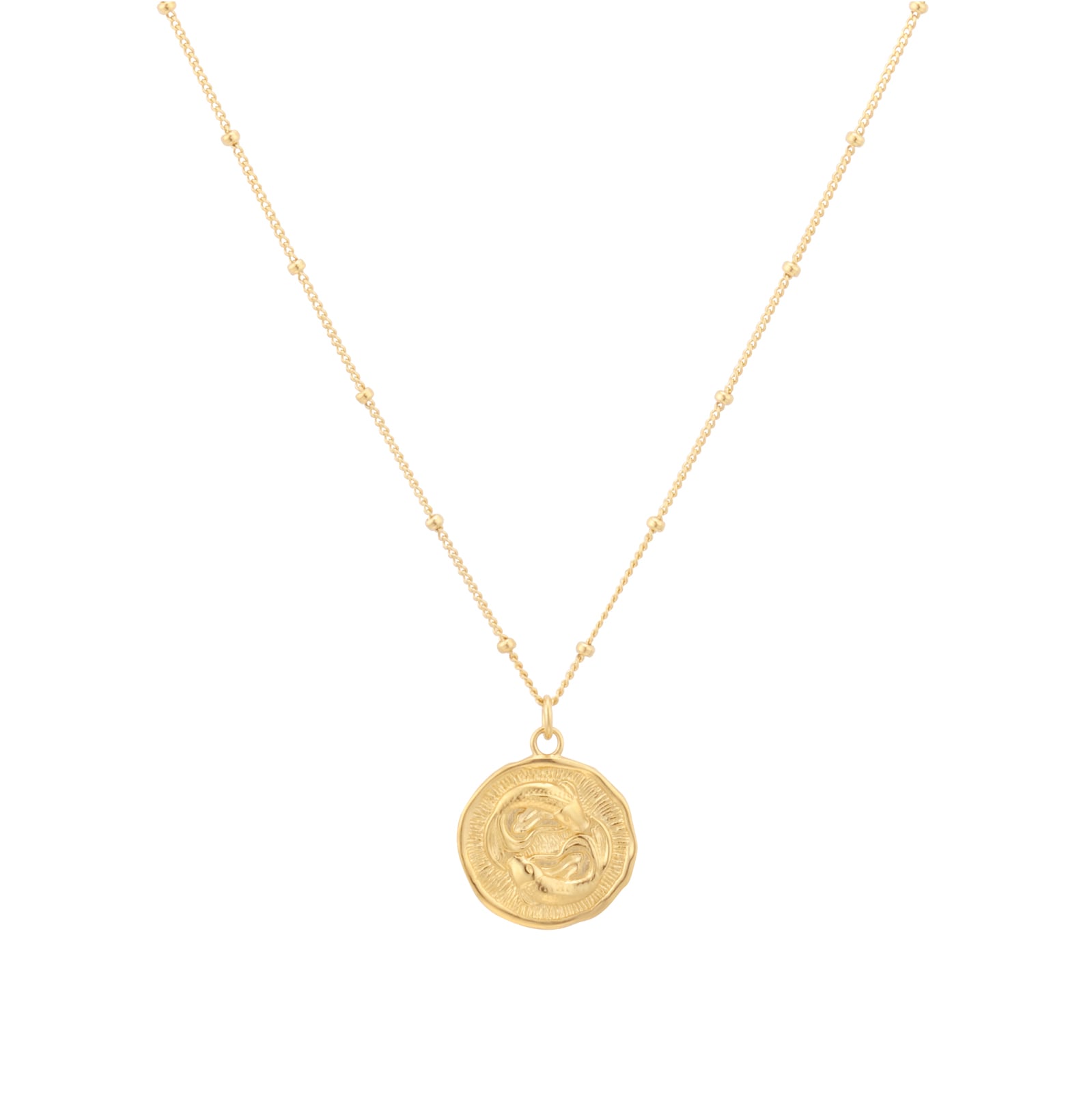 Best Luxury 
18ct Yellow Gold Plated Sterling Silver Pisces Beaded Chain Horoscope Pendant