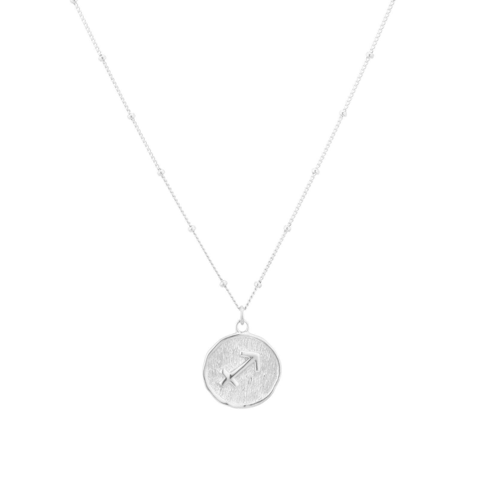 Goldsmiths Sterling Silver Sagittarious Beaded Chain Zodiac Pendant