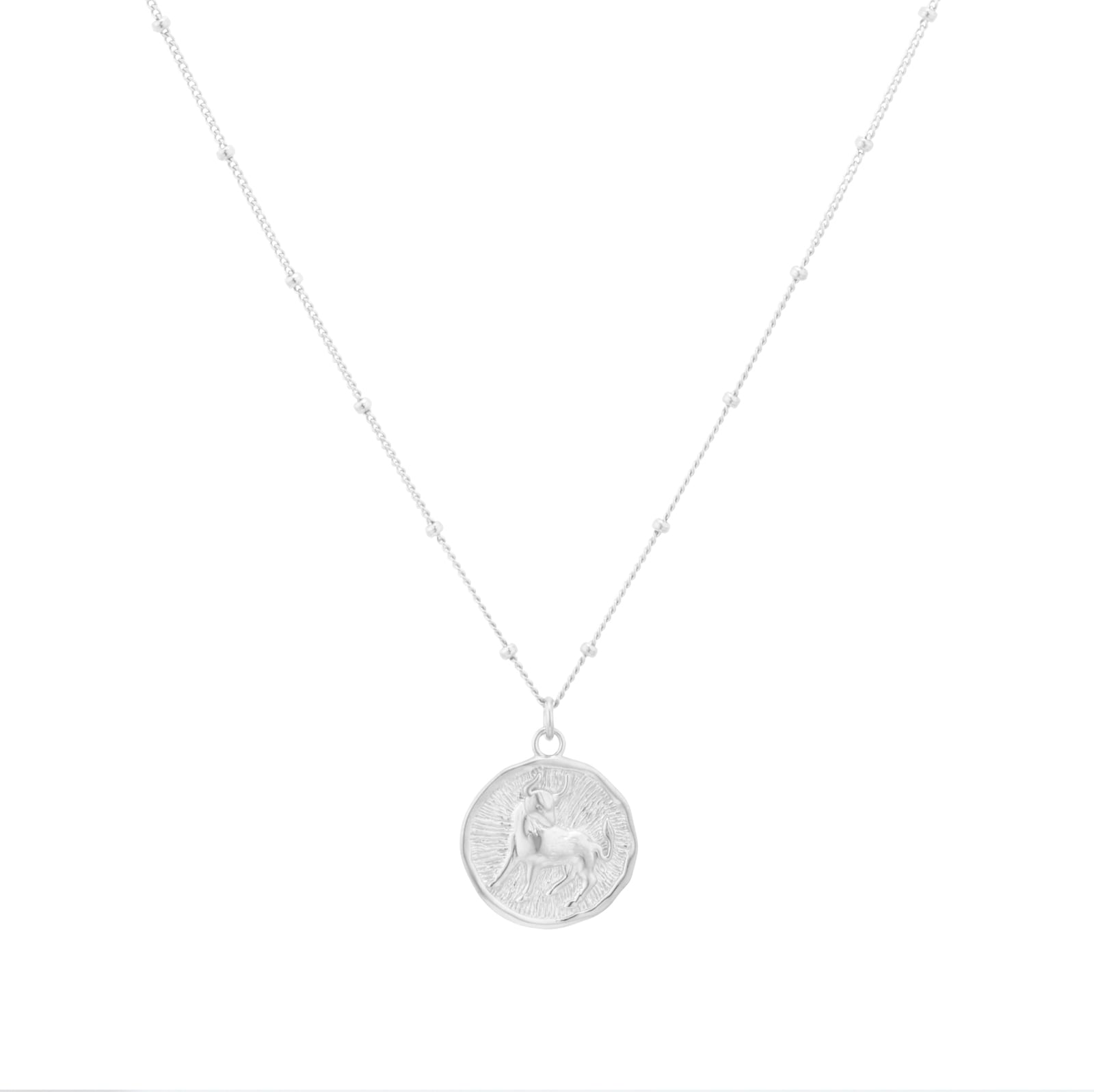 Goldsmiths Sterling Silver Taurus Beaded Chain Horoscope Pendant Goldsmiths Sterling Silver Taurus Beaded Chain Horoscope Pendant