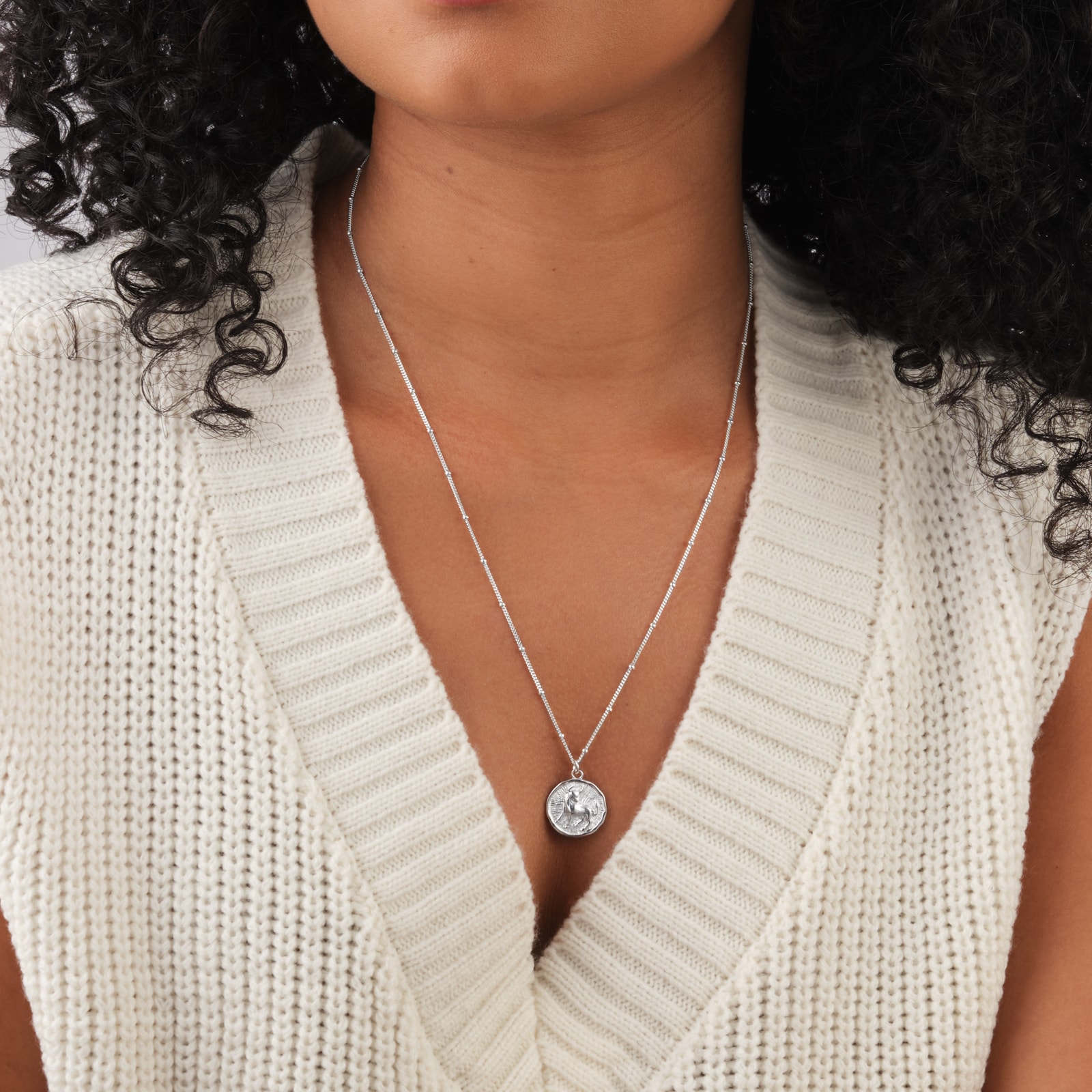 Goldsmiths Sterling Silver Taurus Beaded Chain Horoscope Pendant Goldsmiths Sterling Silver Taurus Beaded Chain Horoscope Pendant