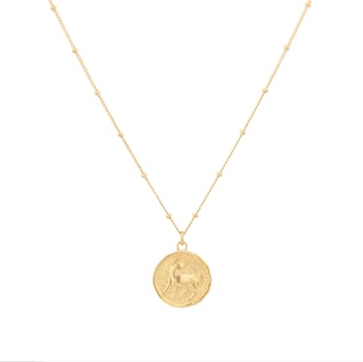 Goldsmiths 18ct Yellow Gold Plated Sterling Silver Taurus Beaded Chain Horoscope Pendant