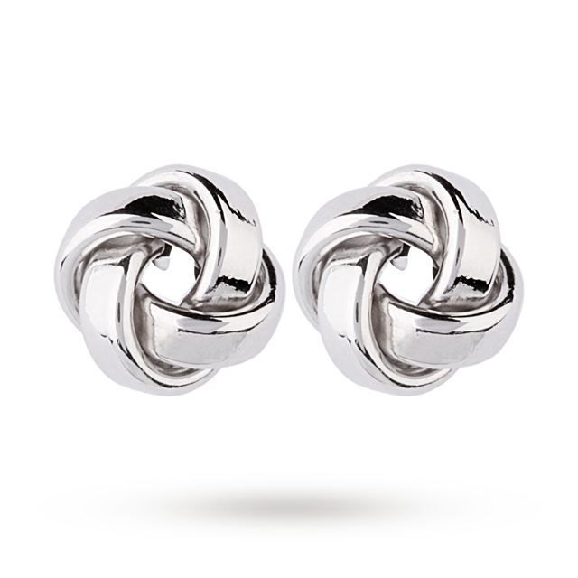 Goldsmiths 9ct White Gold Flat Knot Stud Earrings