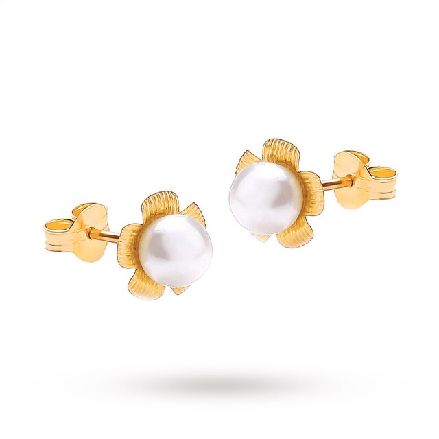 Goldsmiths 9ct Yellow Gold Fresh Water Pearl Stud Earrings