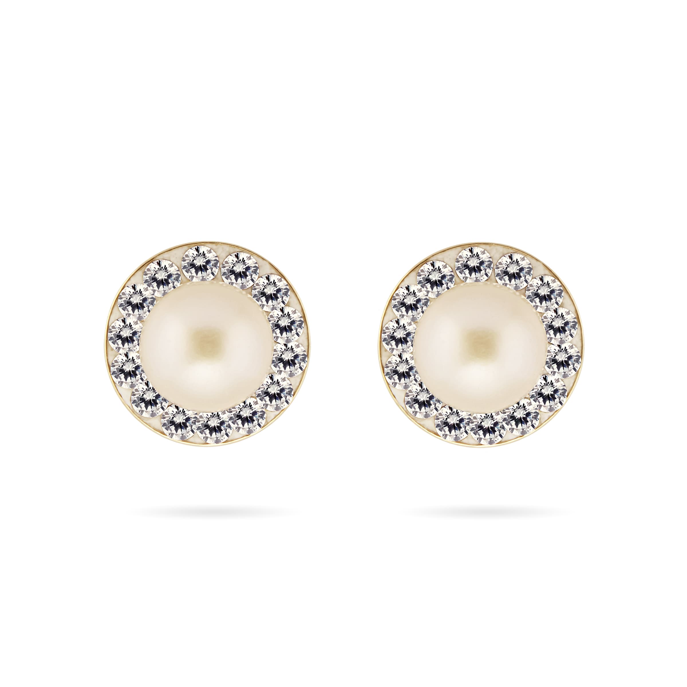 9ct Yellow Gold Pearl and Crystal Stud Earrings