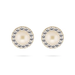 15010232 - 9ct Yellow Gold Pearl and Crystal Stud Earrings