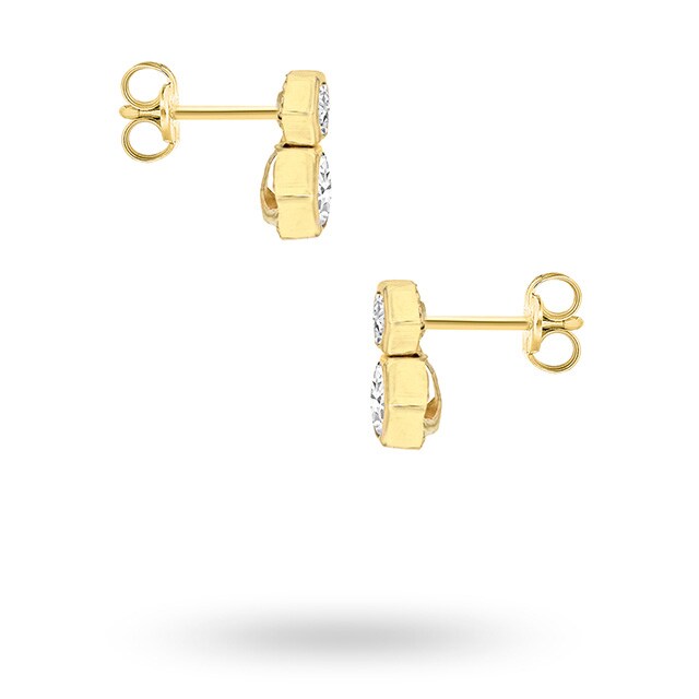 Goldsmiths 9ct Yellow Gold Double Hexagon Stud Earrings