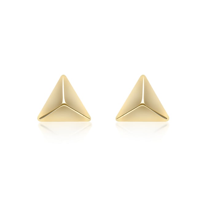 Goldsmiths 9ct Yellow Gold 9.8mm x 8.7mm Elongated Pyramid Stud Earrings