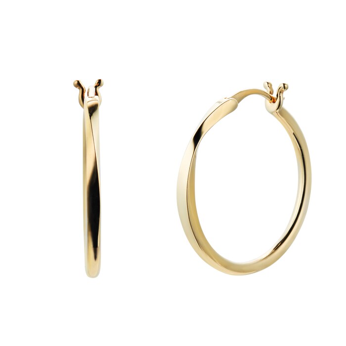 Mappin & Webb 18ct Yellow Gold Twist Hoop Stud Earrings