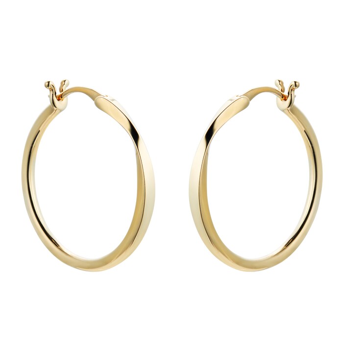 Mappin & Webb 18ct Yellow Gold Twist Hoop Stud Earrings