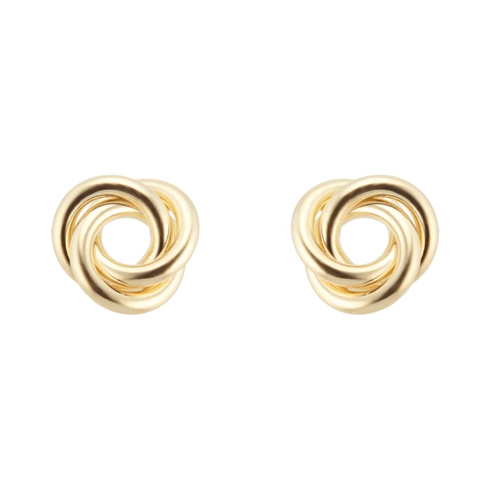 Goldsmiths 18ct Yellow Gold Open Flat Knot Stud Earrings